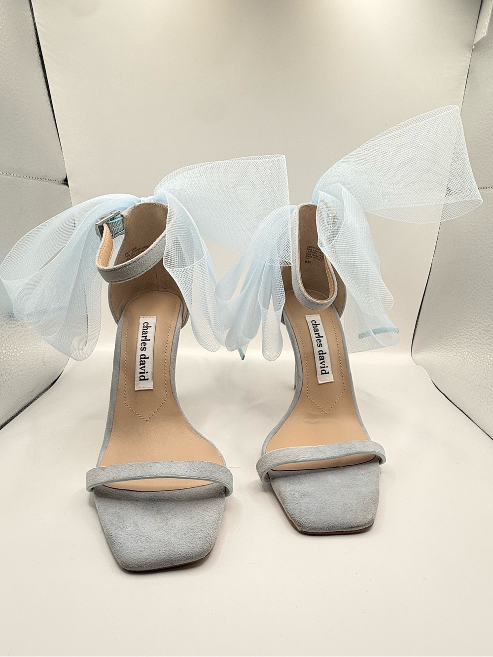 Charles David Light Blue Tulle Ankle-Tie heels